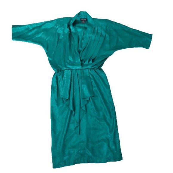 Vintage 80s 90s Erika's Place Green Dress - Picture 4 of 16